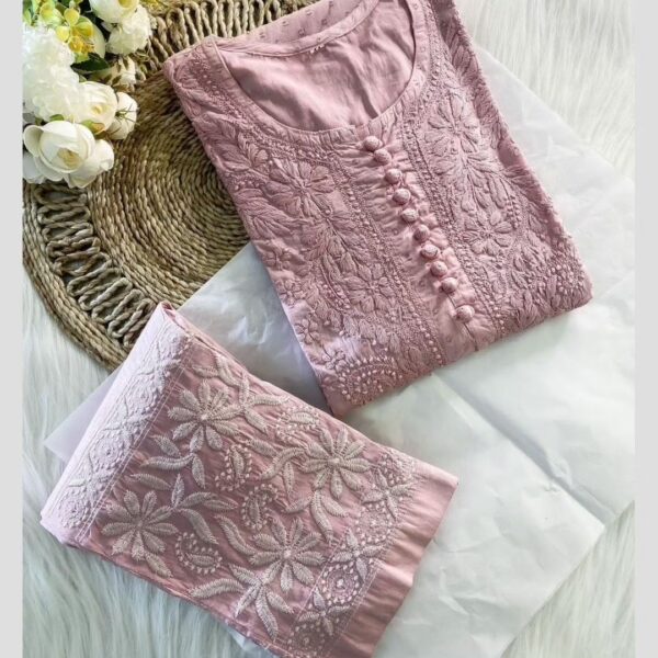 Dobby Cotton Kurti Pant Set