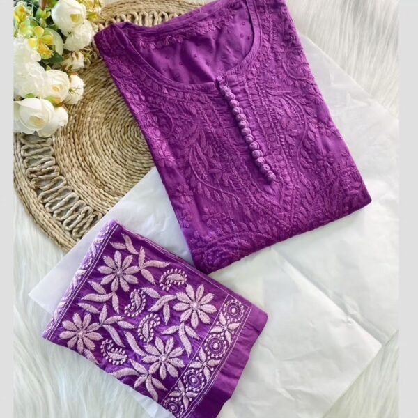 Dobby Cotton Kurti Pant Set