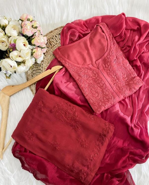 Chikankari Rayon Ombre 3 piece Set