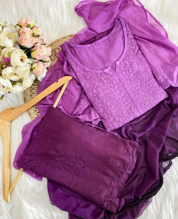 Chikankari Rayon Ombre 3 piece Set