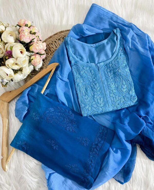 Chikankari Rayon Ombre 3 piece Set