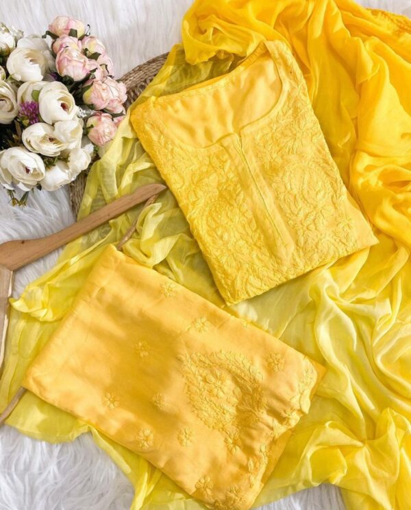 Chikankari Rayon Ombre 3 piece Set