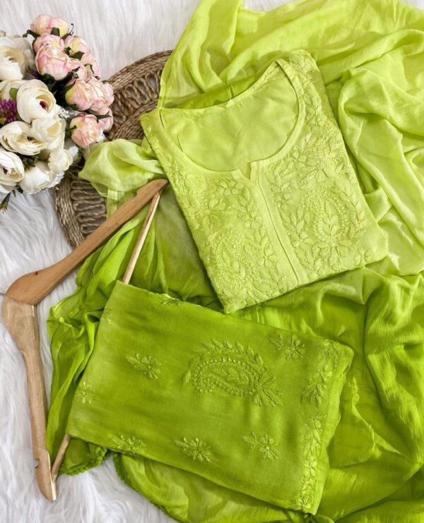 Chikankari Rayon Ombre 3 piece Set