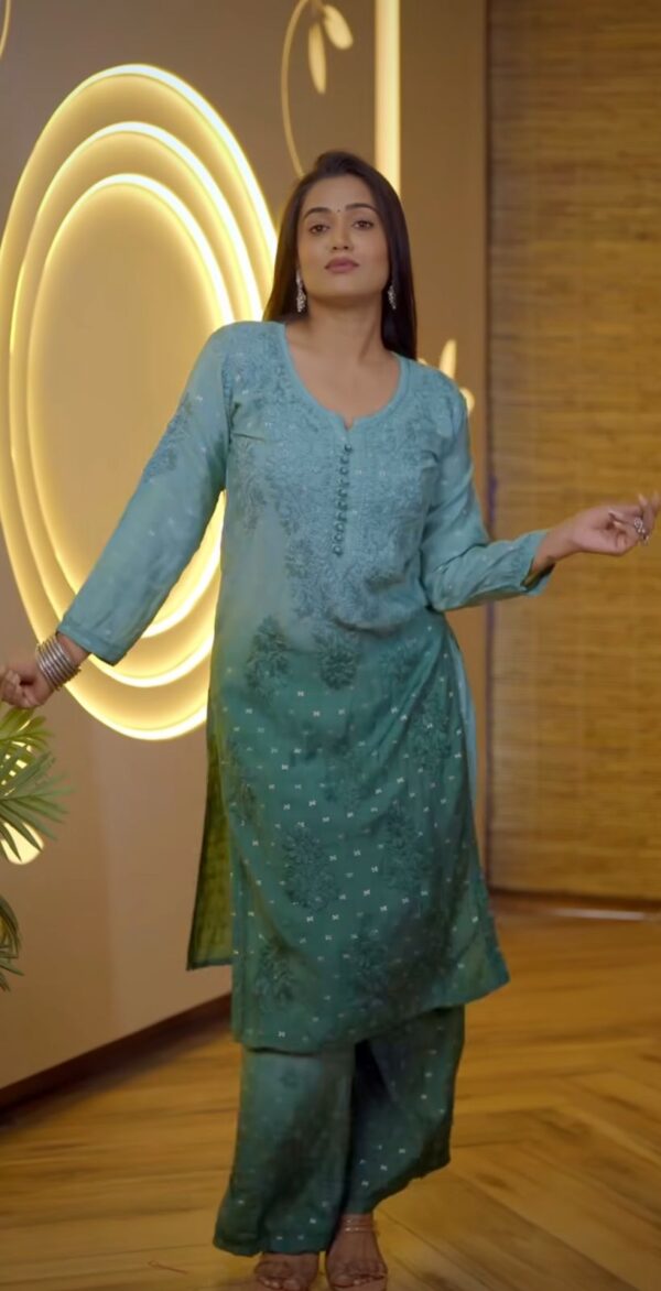 Ombre Dye chanderi teeki set