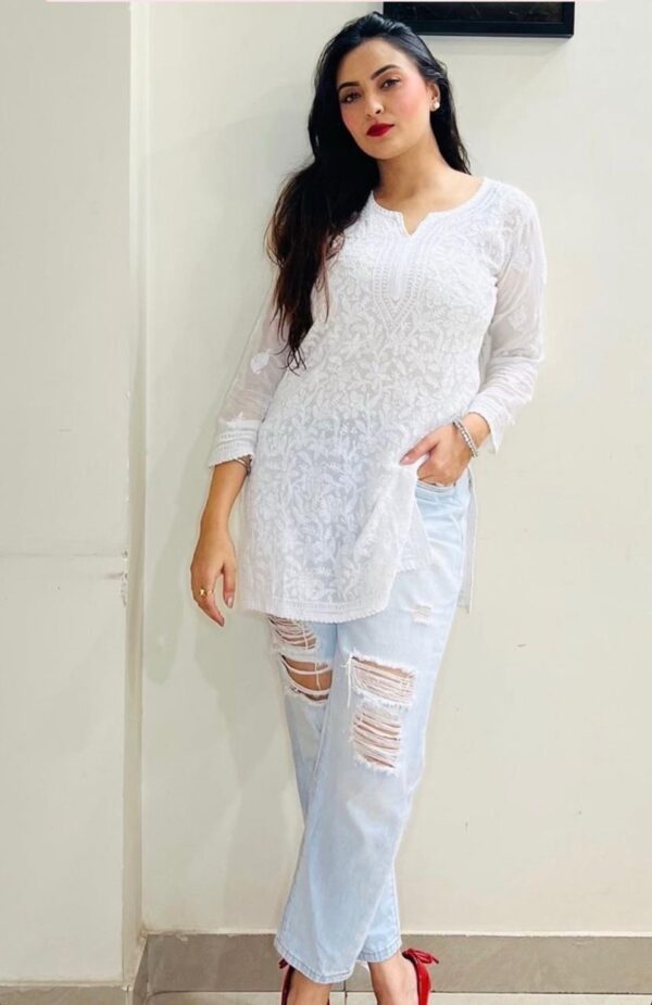 Viscose Resham jaal short Kurti