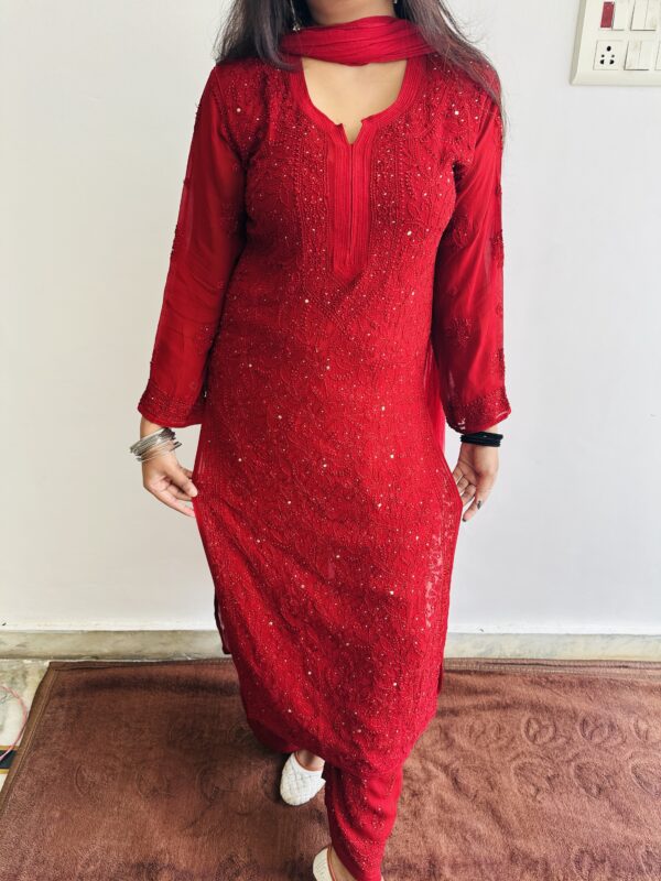 Jaal Georgette Mukaish Chikankari set