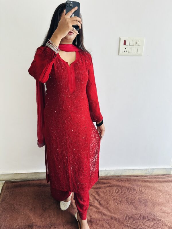 Jaal Georgette Mukaish Chikankari set
