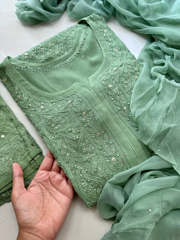 Jaal Georgette Mukaish Chikankari set