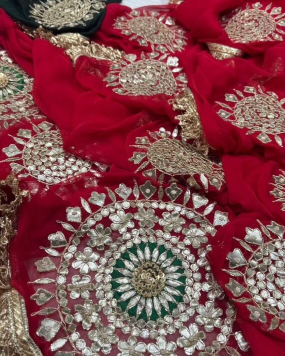 Golden phool gotta patti chiffon saree